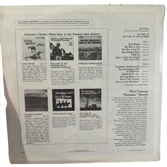 1966 NEW-SEALED FLAWLESS The Best of The Sons of the Pioneers Vinyl Record - Picture 3 of 7